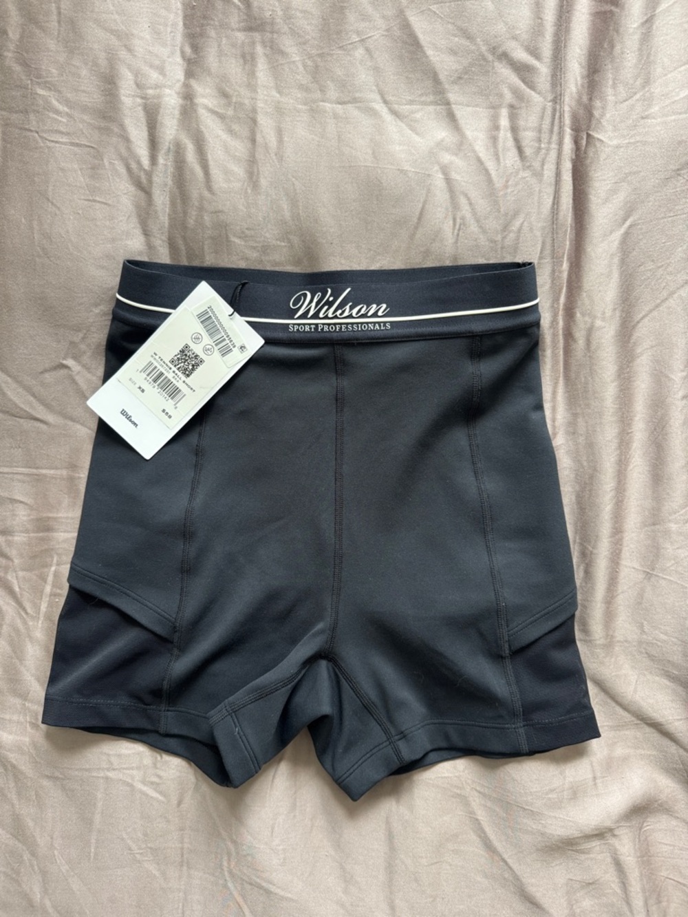 Wilson Black High-Rise Bike Shorts with Logo Waistband